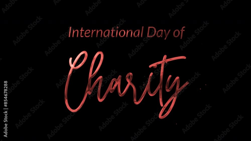 Elegant 4K International Day of Charity text animation with red ink droplets forming flowing calligraphy. Glowing effect, transparent background, perfect for awareness and fundraising events.
Elegant 4K International Day of Charity text animation with red ink droplets forming flowing calligraphy. Glowing effect, transparent background, perfect for awareness and fundraising events.