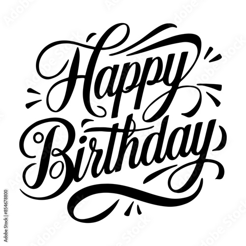 Elegant happy birthday typography with stylish calligraphy, perfect for greeting cards, social media posts, and event invitations, capturing a festive and celebratory feel