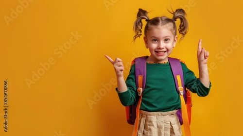 The cheerful schoolgirl in green photo