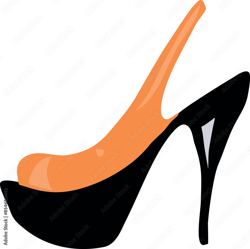 Orange high heel shoes isolated on white background. Fashion footwear design. Orange high heel shoes isolated on white background. Fashion footwear design.
