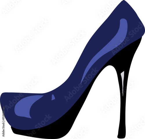 Blue high heel shoes isolated on white background. Fashion footwear design.