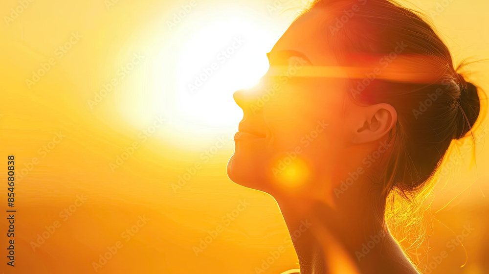 Side View Portrait of Beautiful Girl in Front of the Sun Side View Portrait of Beautiful Girl in Front of the Sun