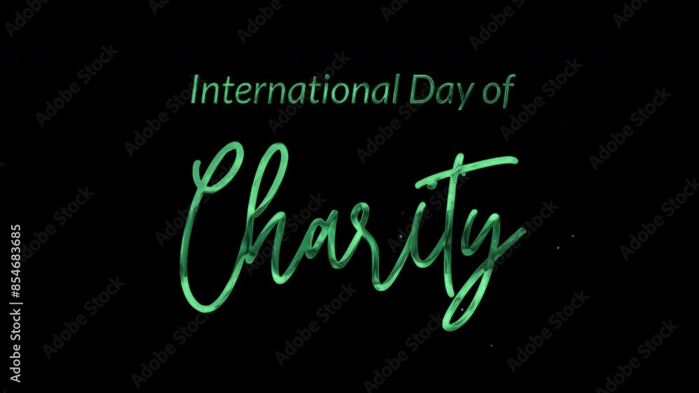 Elegant 4K International Day of Charity text animation with green ink droplets forming flowing calligraphy. Glowing effect, transparent background, perfect for awareness and fundraising events.
Elegant 4K International Day of Charity text animation with green ink droplets forming flowing calligraphy. Glowing effect, transparent background, perfect for awareness and fundraising events.