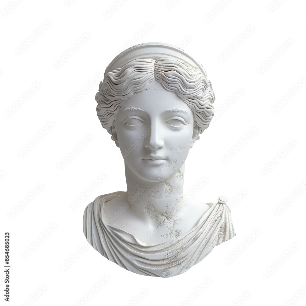 Classical Beauty in Ancient Greek Statue Fragment on Transparent Background Classical Beauty in Ancient Greek Statue Fragment on Transparent Background