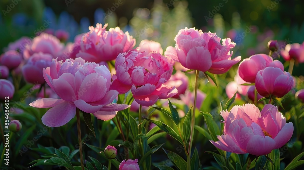 Stretch of pink peonies extends into the distance creating a stunning view at the center of Grishko Garden Stretch of pink peonies extends into the distance creating a stunning view at the center of Grishko Garden