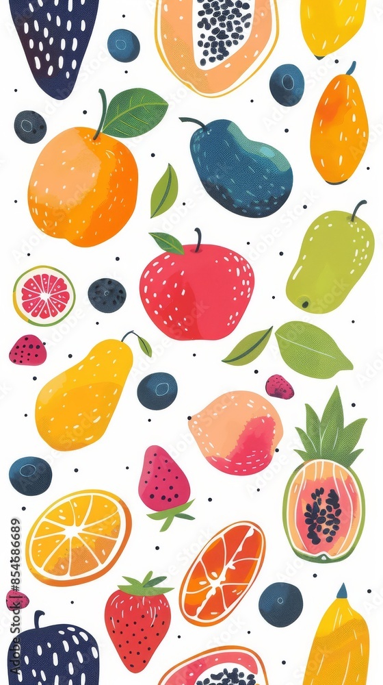 strawberry, orange, banana cherry, lime, lemon, kiwi, plums, apples, watermelon, pomegranate, papaya, pear, pear on white background. strawberry, orange, banana cherry, lime, lemon, kiwi, plums, apples, watermelon, pomegranate, papaya, pear, pear on white background.