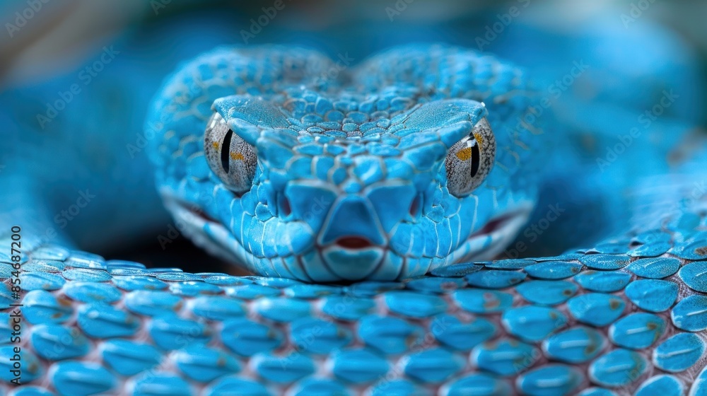 Fototapeta premium Close-up of a Striking Blue Viper
