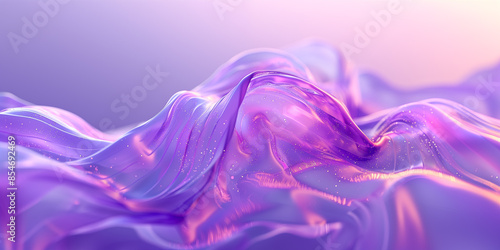 Background in modern style; purple plastic with soft pastel blue and pink gradient, flowing lines in the shape of waves, smooth curves, 3d render illustration bunner. photo