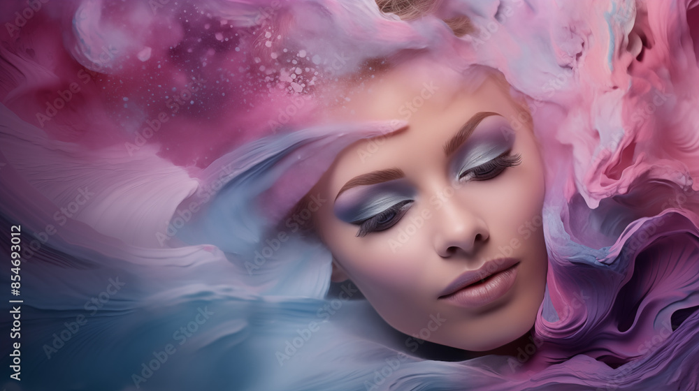 Beautiful woman, girl. Female model with Extraordinary amazing Hairstyle and Flawless professional Makeup. AI Generative. Beautiful woman, girl. Female model with Extraordinary amazing Hairstyle and Flawless professional Makeup. AI Generative.