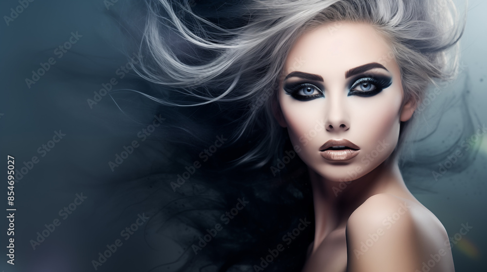 Beautiful woman, girl. Female model with Extraordinary amazing Hairstyle and Flawless professional Makeup. AI Generative. Beautiful woman, girl. Female model with Extraordinary amazing Hairstyle and Flawless professional Makeup. AI Generative.