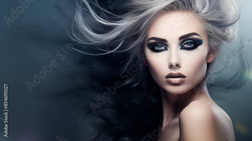 Wallpaper Mural Beautiful woman, girl. Female model with Extraordinary amazing Hairstyle and Flawless professional Makeup. AI Generative. Torontodigital.ca