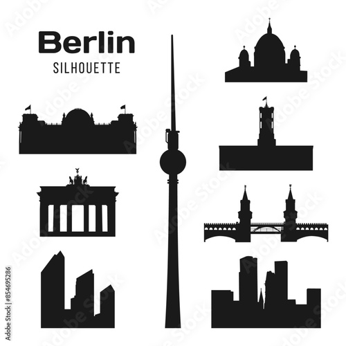 Berlin, Germany. Silhouettes of landmarks of the city. Vector illustration