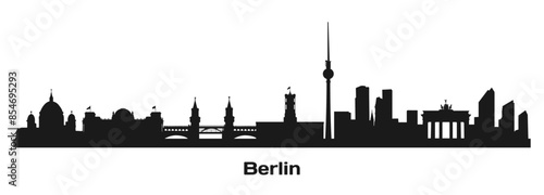 Germany, Berlin City Skyline. Silhouette of famous places and top attractions. Vector illustration