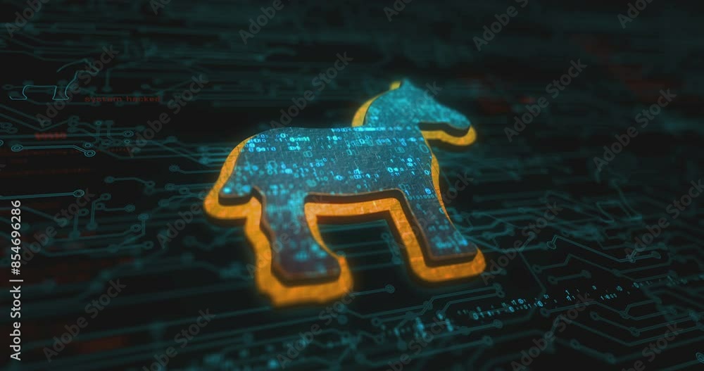 Trojan virus cyber crime and security breach colored symbol concept ...