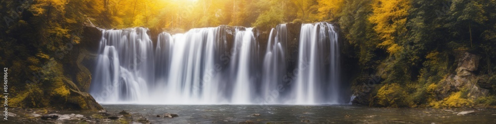 Autumn Waterfall in Forest Paradise Autumn Waterfall in Forest Paradise