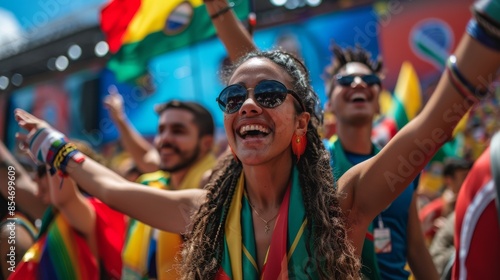 Wallpaper Mural Gathering of multicultural spectators at international sports event. Festive inclusive fan settings Torontodigital.ca