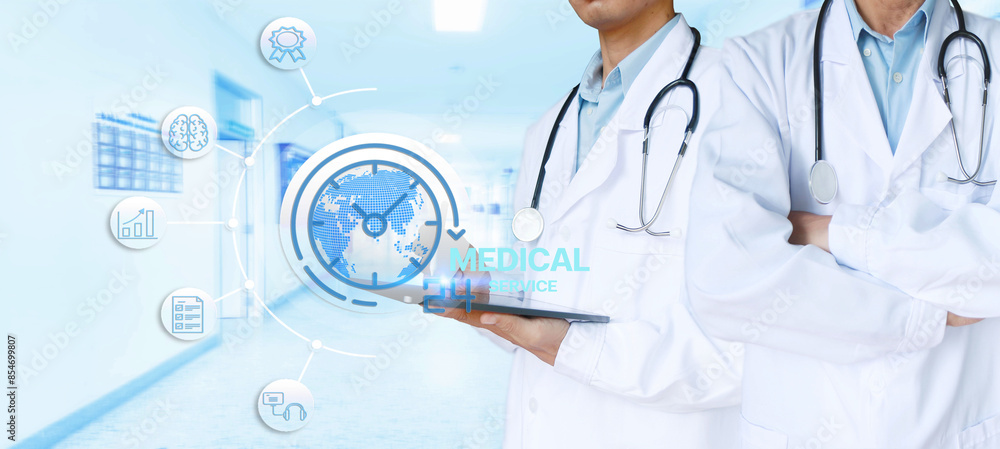 Online healthcare technology and medical emergencies Doctors use modern technology to provide medical services in a global network. To improve public health Online healthcare technology and medical emergencies Doctors use modern technology to provide medical services in a global network. To improve public health