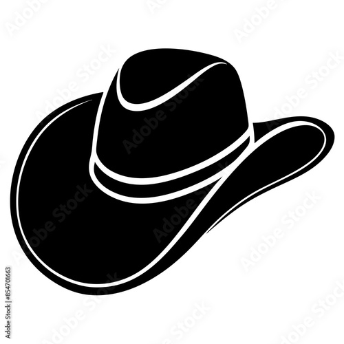 Cowboy hat icon in silhouette style vector art illustration and Editable stroke