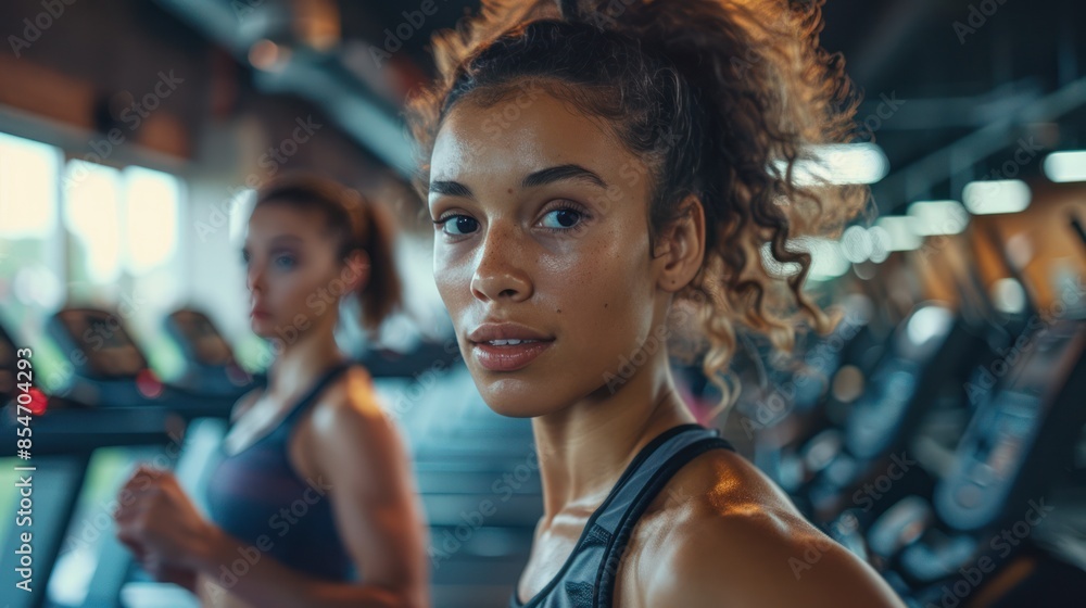 A dynamic gym session with people lifting weights, running on treadmills, and staying fit A dynamic gym session with people lifting weights, running on treadmills, and staying fit