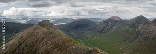 Buachaille Etive Beag ridge with Glen Etive in background. Glencoe, Highlands of Scotland photo