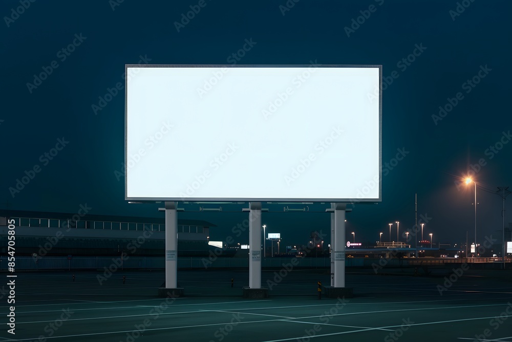 Blank billboard at night in urban area, perfect for advertising, marketing campaigns, or promotional content under a dark sky. Blank billboard at night in urban area, perfect for advertising, marketing campaigns, or promotional content under a dark sky.