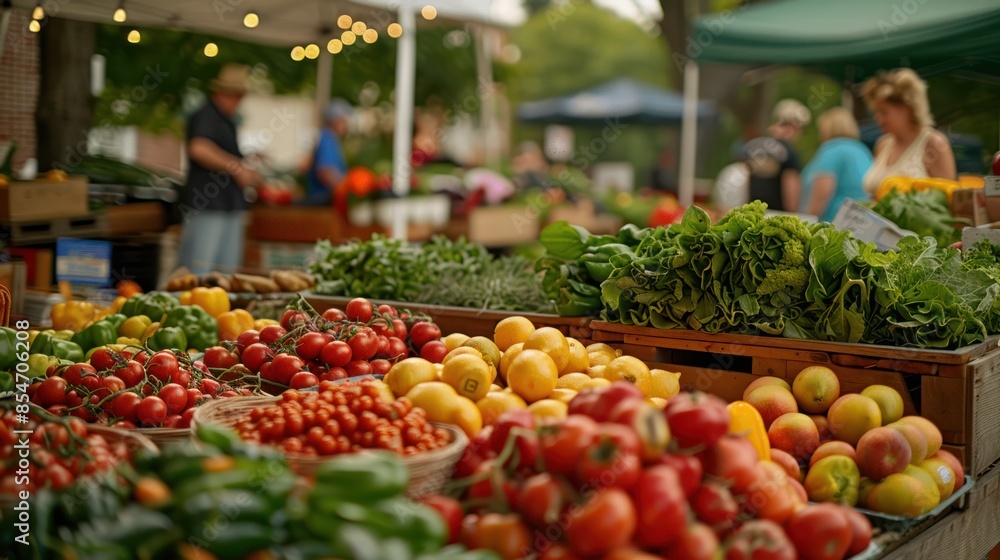 A lively farmer's market with fresh produce, artisanal goods, and a bustling community atmosphere, A lively farmer's market with fresh produce, artisanal goods, and a bustling community atmosphere,