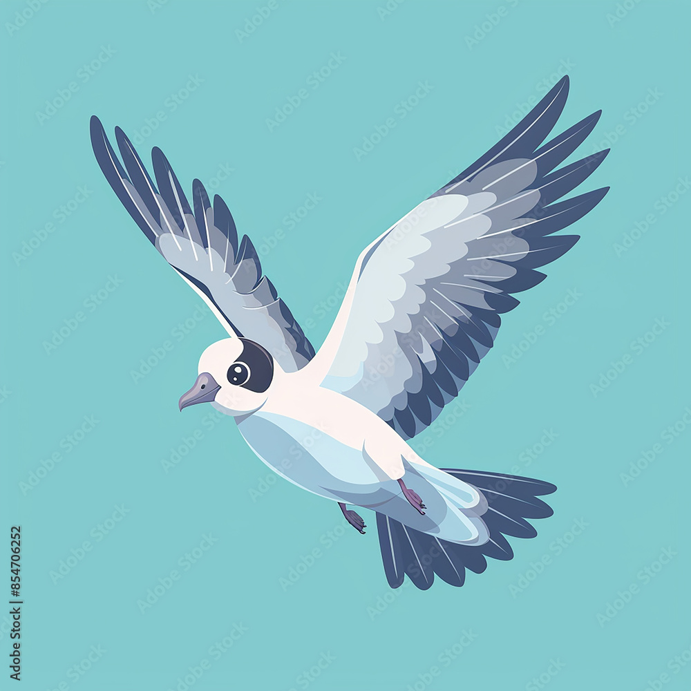 Obraz premium Vector_cute_Petrel_flying_gracefully_cartoon_vec