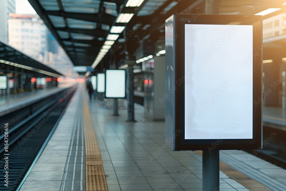Fototapeta premium Blank Billboards on Train Station Platform