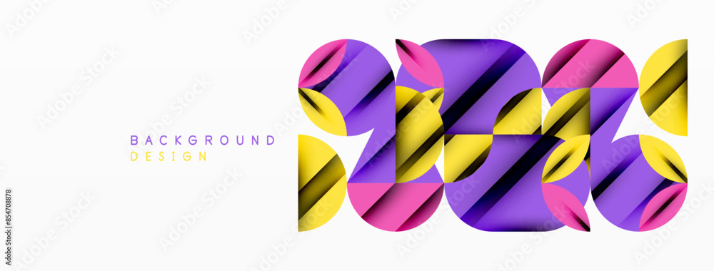 Circle, square and flower petal geometric background. Round shapes composition for wallpaper, banner, background or landing Circle, square and flower petal geometric background. Round shapes composition for wallpaper, banner, background or landing
