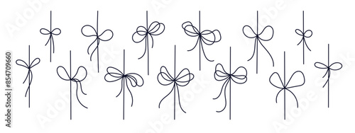 Bow gift ribbon. Line collection. Holiday present