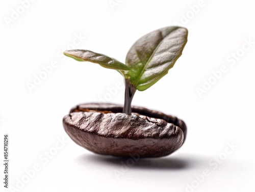 a plant growing out of a coffee bean
