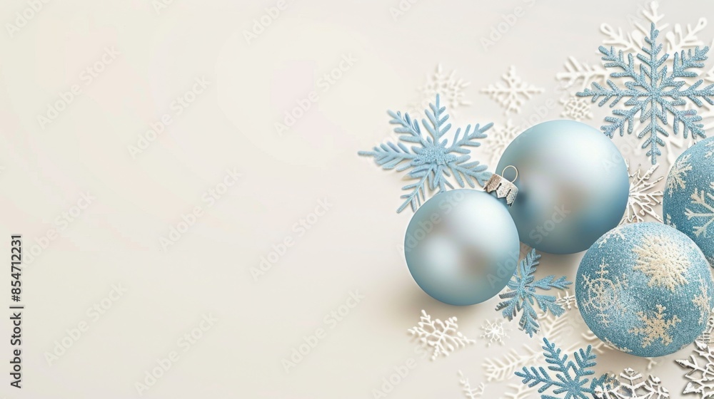 Elegant Christmas Ornaments with Snowflakes - Generative AI