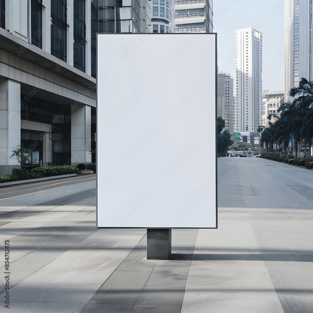 Empty billboard in urban cityscape with modern buildings and clear sky, ready for advertisement, mockup or advertising design. Empty billboard in urban cityscape with modern buildings and clear sky, ready for advertisement, mockup or advertising design.