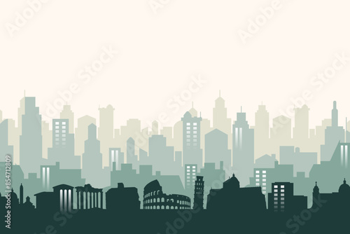 Rome Italy skyline. Trendy cityscape silhouette