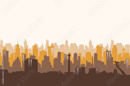 Jakarta Indonesia skyline. Trendy cityscape silhouette