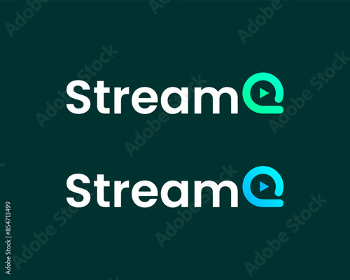 Logo design about letter Q and video stream play button icon.