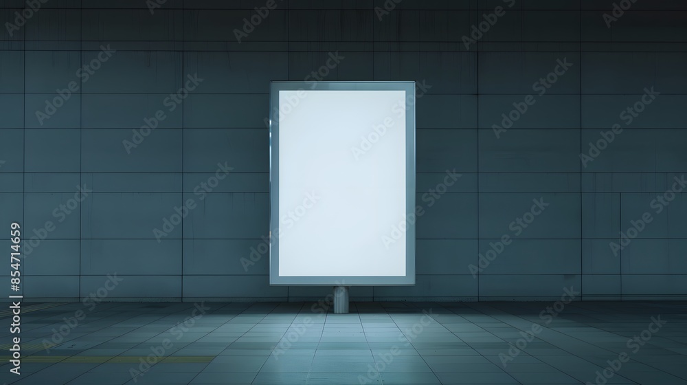 Empty illuminated billboard in dark urban setting, ideal for advertisements. Clean, modern design for commercial use. Empty illuminated billboard in dark urban setting, ideal for advertisements. Clean, modern design for commercial use.