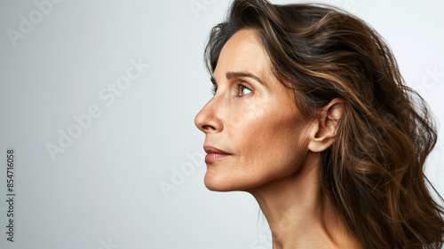 Profile of middle aged beautiful woman model