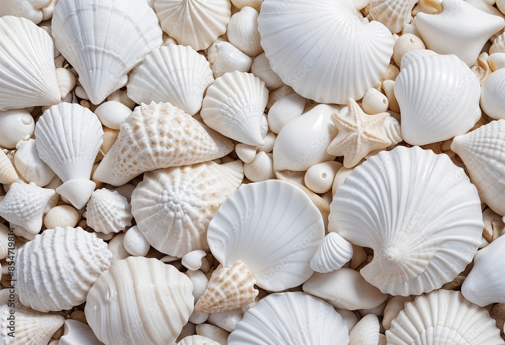 Background of white sea shells on the sand Background of white sea shells on the sand