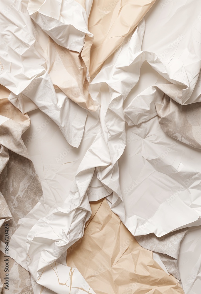 Crumpled gray and beige paper. Crumpled gray and beige paper.
