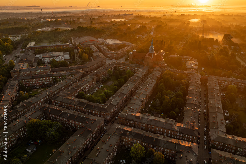 Nikiszowiec - at sunrise - amazing aerial shot