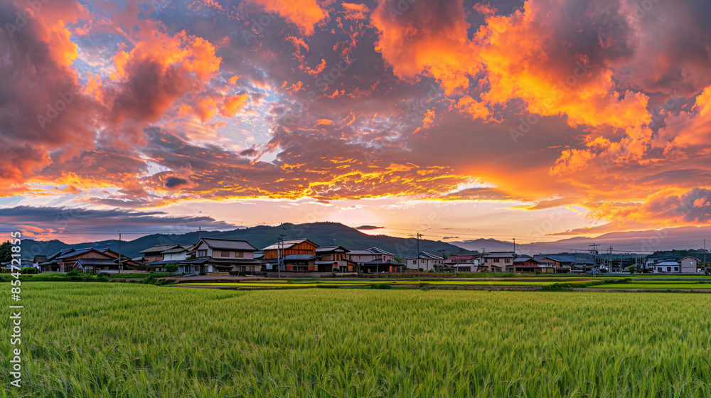 Obraz premium sunset over the field