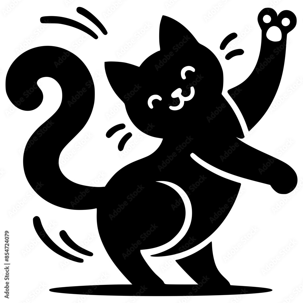 Obraz premium Black Cat Silhouette Reaching Up
