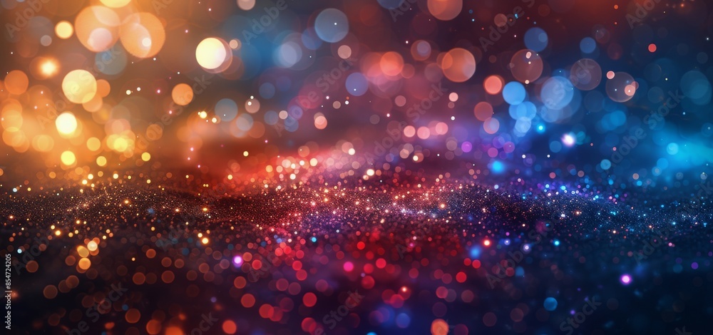 Festive Red Flowers and Colorful Bokeh Lights in the Night Festive Red Flowers and Colorful Bokeh Lights in the Night