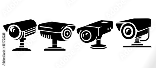 cc tv camera icon set for security, crime, safety, privacy, danger, control etc use. security camera set vector eps for shop, mill, workshop etc.
