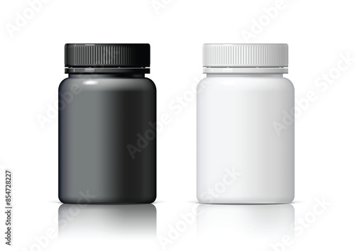Realistic plastic bottle In black and white. Mock Up Template. Vector illustration