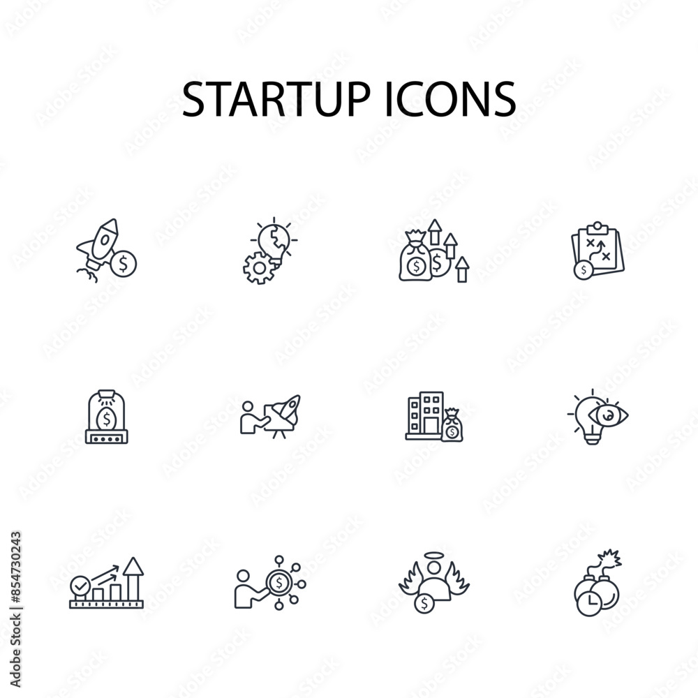 Startup icon set.vector.Editable stroke.linear style sign for use web design,logo.Symbol illustration. Startup icon set.vector.Editable stroke.linear style sign for use web design,logo.Symbol illustration.