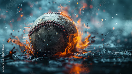 baseball on fire