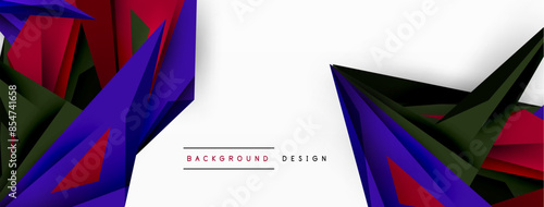 Minimal geometric abstract background. Low poly dynamic triangle design. Trendy techno business template for wallpaper, banner, background or landing