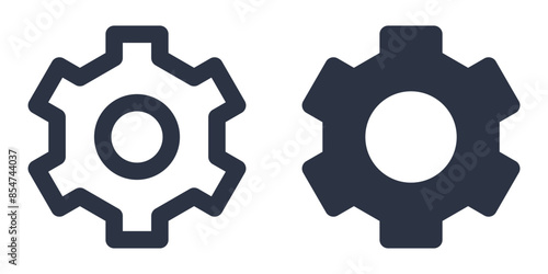 Settings, gear or cogwheel simple icons set designed in filled, outline, line and stroke style